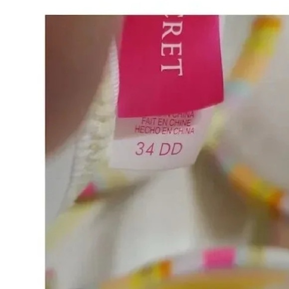 Victoria's Secret Striped String Bikini Top 34DD Multicolor Ruffle Detail - Picture 13 of 13